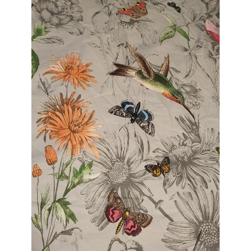 New Pottery Barn Hummingbird Reversible Organic Duvet & Sham Full/Queen